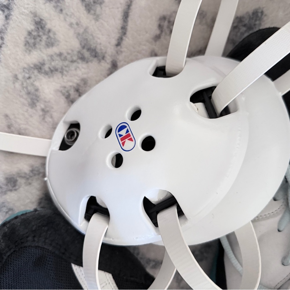White and Black head gear